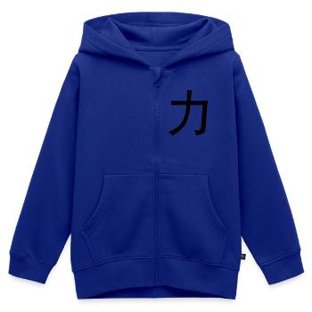 Chinesische Worte: Kraft - Kinder Premium Organic Zip Hoodie - Royalblau - Vorne - AI Model Kid Male (0cm)