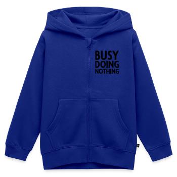 Occupé à ne rien faire - Sweat Premium à capuche zippé enfant bio - bleu roi - Devant - AI Model Kid Male (0cm)