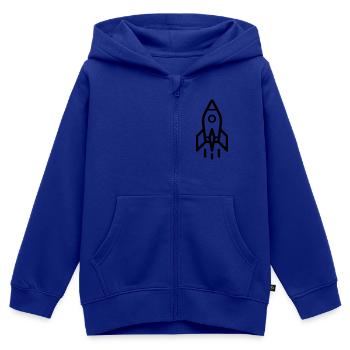 fusée - Sweat Premium à capuche zippé enfant bio - bleu roi - Devant - AI Model Kid Male (0cm)