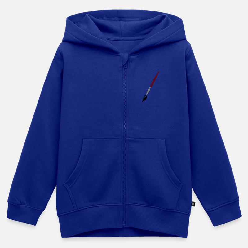 brosse - Sweat Premium à capuche zippé enfant bio - bleu roi