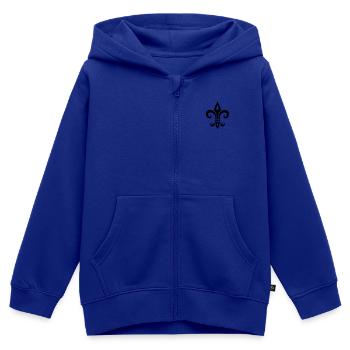 Lis français, fleur de lys, lis, symbole - Sweat Premium à capuche zippé enfant bio - bleu roi - Devant - AI Model Kid Male (0cm)