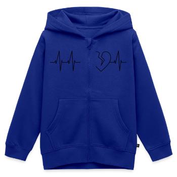 Heartbeat coeur brisé - Sweat Premium à capuche zippé enfant bio - bleu roi - Devant - AI Model Kid Male (0cm)