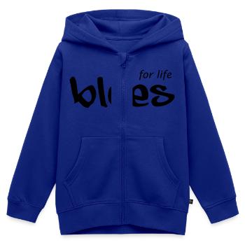 BLUES pour la vie - Sweat Premium à capuche zippé enfant bio - bleu roi - Devant - AI Model Kid Male (0cm)