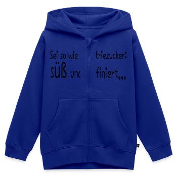 Zucker - Kinder Premium Organic Zip Hoodie - Royalblau - Vorne - AI Model Kid Male (0cm)