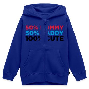50% Mama. 50% Papa. 100% niedlich! - Kinder Premium Organic Zip Hoodie - Royalblau - Vorne - AI Model Kid Male (0cm)