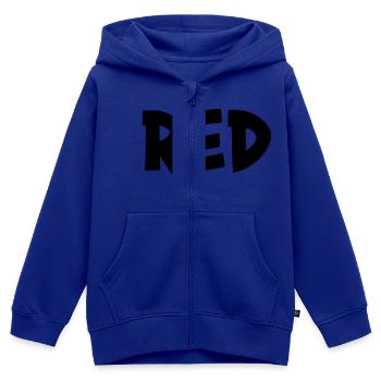 The color red - Kids Premium Organic Zip-up Hoodie - royal blue - Front - AI Model Kid Male (0cm)