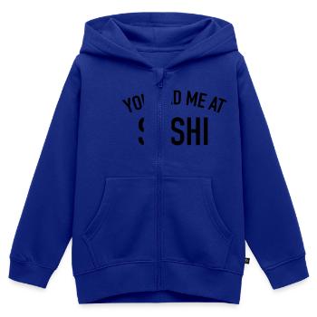 You had me at Sushi - Kinder Premium Organic Zip Hoodie - Royalblau - Vorne - AI Model Kid Male (0cm)
