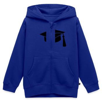 Abschluss Mütze - Doktorhut v2 - Kinder Premium Organic Zip Hoodie - Royalblau - Vorne - AI Model Kid Male (0cm)