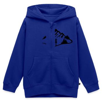 Berge und Wanderin, wandern - Frau - Kinder Premium Organic Zip Hoodie - Royalblau - Vorne - AI Model Kid Male (0cm)