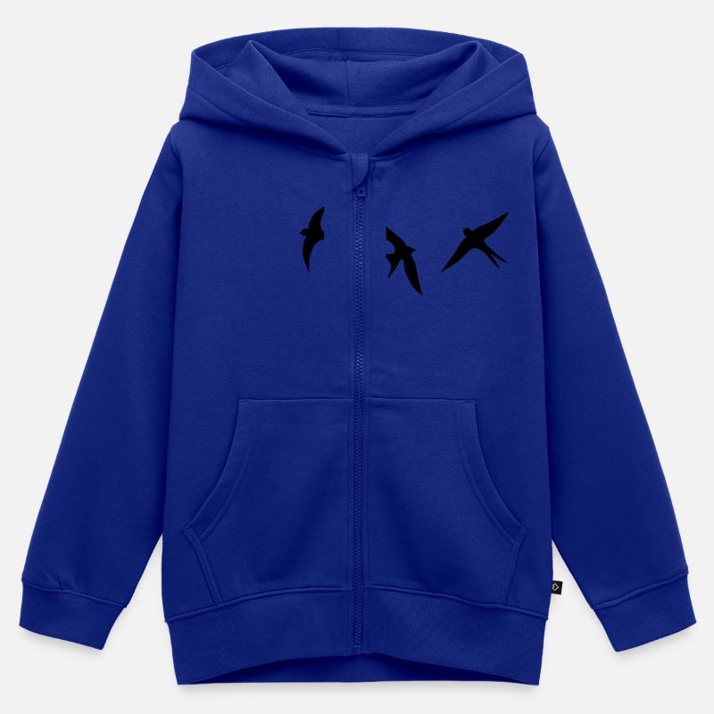 hirondelle - Sweat Premium à capuche zippé enfant bio - bleu roi