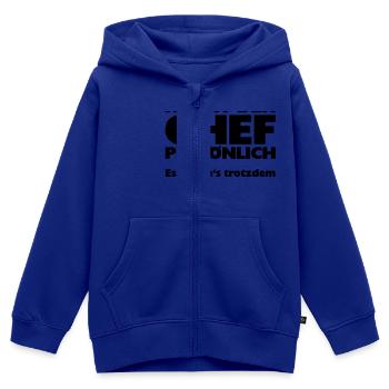 Hier kocht der Chef persönlich! Essen Sie's - Kinder Premium Organic Zip Hoodie - Royalblau - Vorne - AI Model Kid Male (0cm)