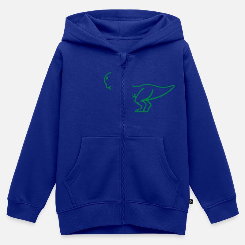 T-Rex - Sweat Premium à capuche zippé enfant bio - bleu roi