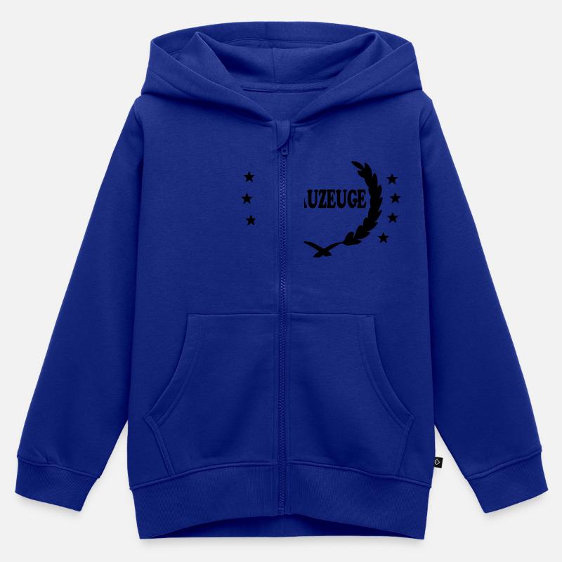 trauzeuge4 - Sweat Premium à capuche zippé enfant bio - bleu roi
