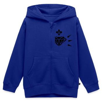 Diamant mit Lilie / diamond with fleur de lis (1c) - Kids Premium Organic Zip-up Hoodie - royal blue - Front - AI Model Kid Male (0cm)
