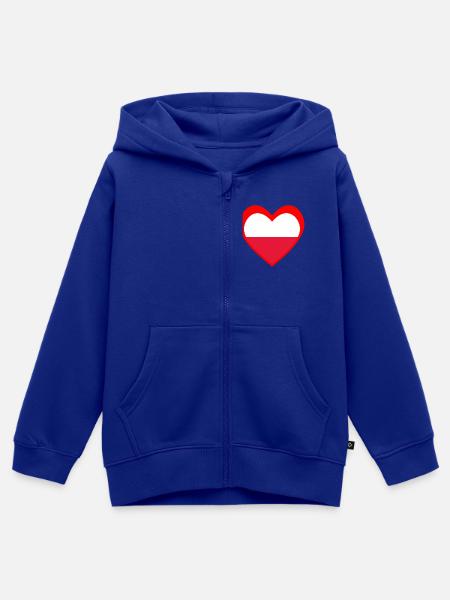Polska Serce – Miłość do Polski - Kinder Premium Organic Zip Hoodie - Royalblau