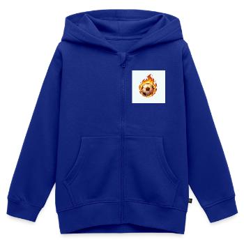 Feuerball Fußballkugel - Kinder Premium Organic Zip Hoodie - Royalblau - Vorne - AI Model Kid Male (0cm)
