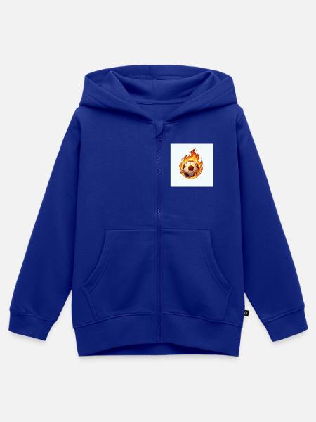 Feuerball Fußballkugel - Kinder Premium Organic Zip Hoodie - Royalblau