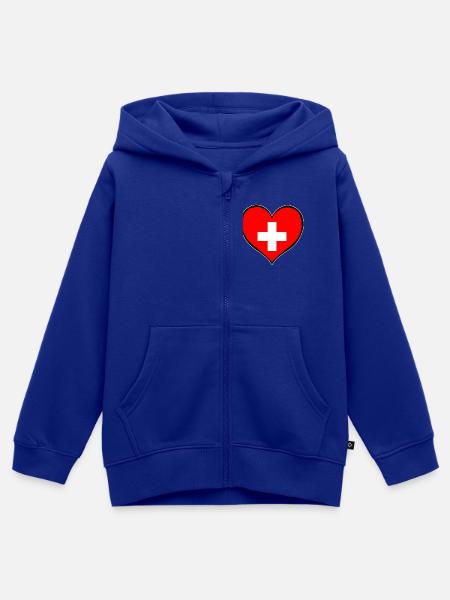 Schweiz Herzflagge - Kinder Premium Organic Zip Hoodie - Royalblau