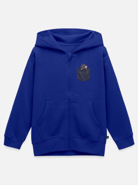 Brusttaschen Maulwurf - Kinder Premium Organic Zip Hoodie - Royalblau