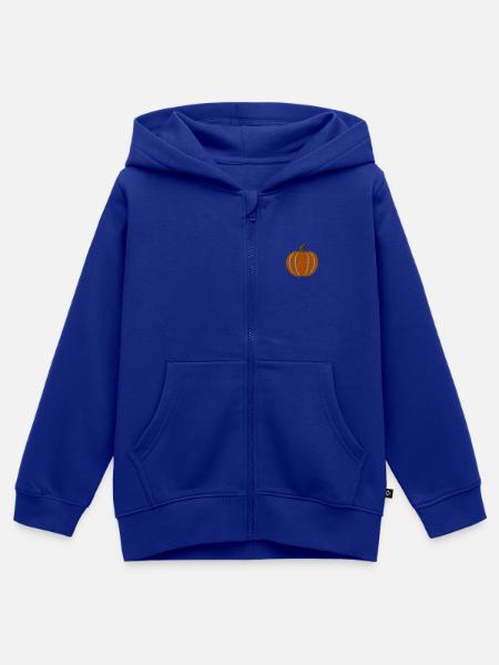 Kürbis bestickt - Kinder Premium Organic Zip Hoodie - Royalblau