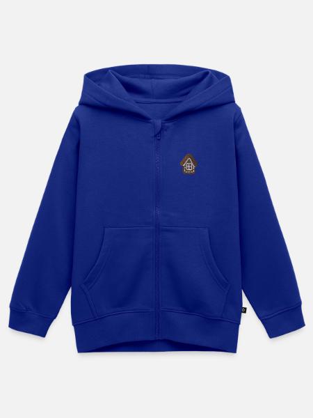 Häuschen bestickt - Kinder Premium Organic Zip Hoodie - Royalblau