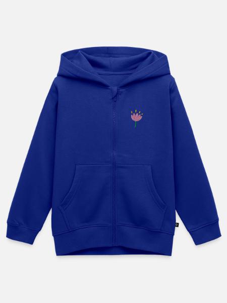 Blume bestickt - Kinder Premium Organic Zip Hoodie - Royalblau