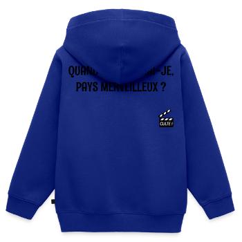 Quand te reverrai-je ? Les bronzés font du ski ! - Sweat Premium à capuche zippé enfant bio - bleu roi - Dos - AI Model Kid Male (0cm)