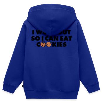 ICH TRAINIERE, DAMIT ICH KEKSE ESSEN KANN - Kinder Premium Organic Zip Hoodie - Royalblau - Hinten - AI Model Kid Male (0cm)