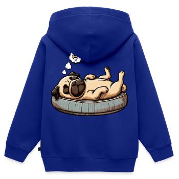 Carlin Carlin Propriétaire de carlin Amoureux du carlin Porte-carlin - Sweat Premium à capuche zippé enfant bio - bleu roi - Dos - AI Model Kid Male (0cm)