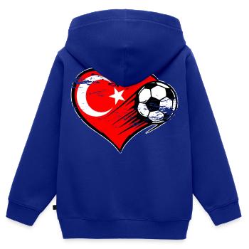 Türkei Flagge Fußball mit Herz used - Kinder Premium Organic Zip Hoodie - Royalblau - Hinten - AI Model Kid Male (0cm)