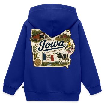 Iowa Hawkeye State Vintage Farm Aufkleber - Kinder Premium Organic Zip Hoodie - Royalblau - Hinten - AI Model Kid Male (0cm)