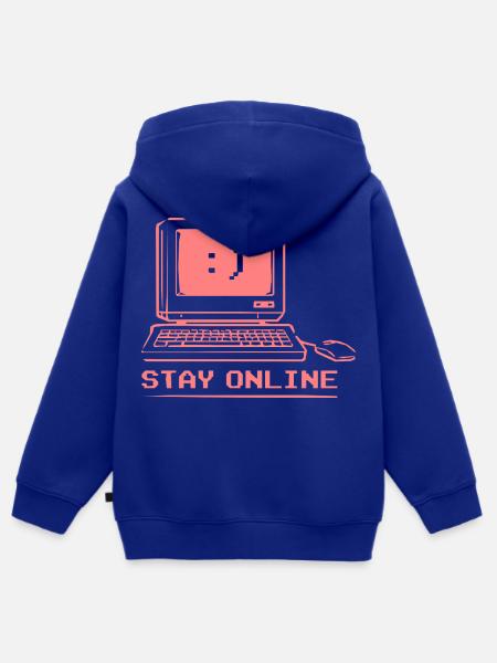 Stay Online Retro Computer - Kinder Premium Organic Zip Hoodie - Royalblau