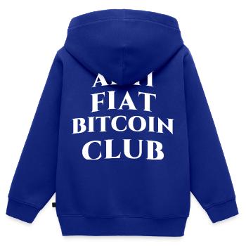 ANTI FlAT-SYSTEM BITCOIN CLUB - Kinder Premium Organic Zip Hoodie - Royalblau - Hinten - AI Model Kid Male (0cm)