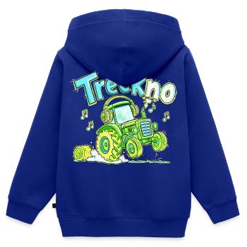 Treckno Traktor Techno Trecker Landwirt Party - Kinder Premium Organic Zip Hoodie - Royalblau - Hinten - AI Model Kid Male (0cm)
