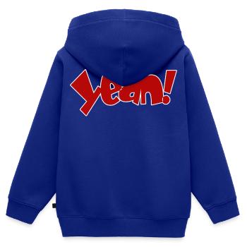 Yeah Cartoon Pop Design - Kinder Premium Organic Zip Hoodie - Royalblau - Hinten - AI Model Kid Male (0cm)