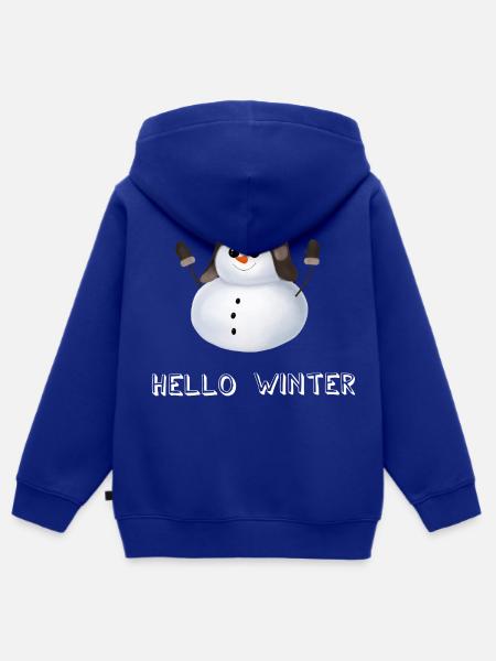 Hello Winter - Schneemann mit Uschanka - Kinder Premium Organic Zip Hoodie - Royalblau