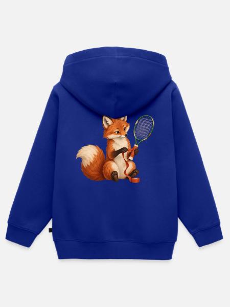 Fuchs wickelt ein Tennisgriffband - Kinder Premium Organic Zip Hoodie - Royalblau