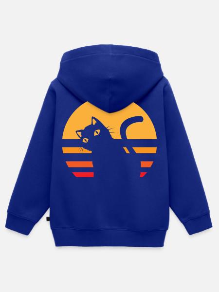 Katze Sonnenuntergang - Kinder Premium Organic Zip Hoodie - Royalblau