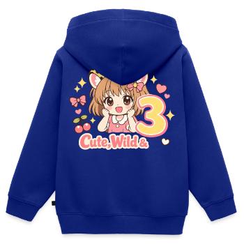 Cute Wild & 3 Leopard Girl Theme - Kinder Premium Organic Zip Hoodie - Royalblau - Hinten - AI Model Kid Male (0cm)