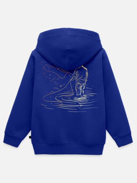 Angeln Skizze Retro - Kinder Premium Organic Zip Hoodie - Royalblau