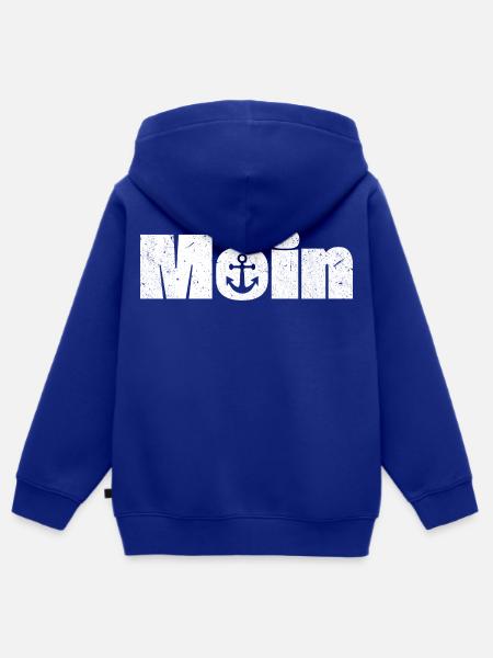 Moin mit Anker Design - Kinder Premium Organic Zip Hoodie - Royalblau