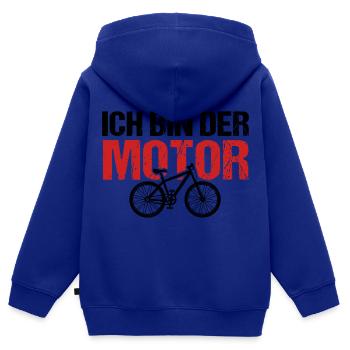 ICH BIN DER MOTOR Anti E-Bike Humor Fahrrad - Kinder Premium Organic Zip Hoodie - Royalblau - Hinten - AI Model Kid Male (0cm)