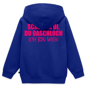 schleich di du oaschloch - Kinder Premium Organic Zip Hoodie - Royalblau - Hinten - AI Model Kid Male (0cm)