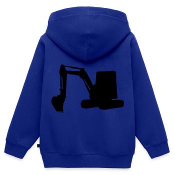 Minibagger Bagger Schwarz Erdbau Tiefbau Baustelle - Kinder Premium Organic Zip Hoodie - Royalblau - Hinten - AI Model Kid Male (0cm)