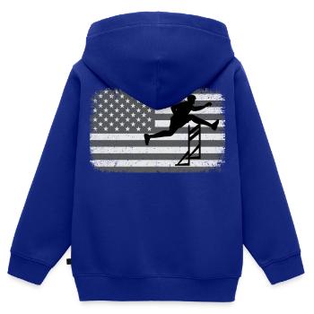 Amerikanische Flagge Hürden Hürdenläufer Patriotisch - Kinder Premium Organic Zip Hoodie - Royalblau - Hinten - AI Model Kid Male (0cm)