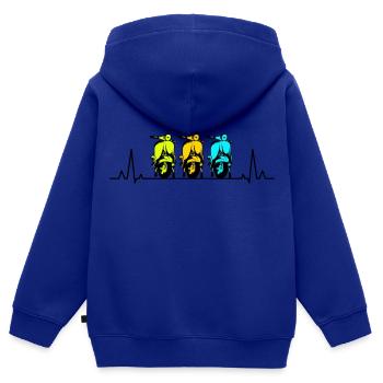 Roller Fahrer Scootering Motorrad Moped Herzschlag - Kinder Premium Organic Zip Hoodie - Royalblau - Hinten - AI Model Kid Male (0cm)