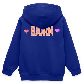 Björn - Kinder Premium Organic Zip Hoodie - Royalblau - Hinten - AI Model Kid Male (0cm)