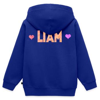 Liam - Kinder Premium Organic Zip Hoodie - Royalblau - Hinten - AI Model Kid Male (0cm)