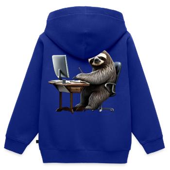 Büro Faultier - Kinder Premium Organic Zip Hoodie - Royalblau - Hinten - AI Model Kid Male (0cm)