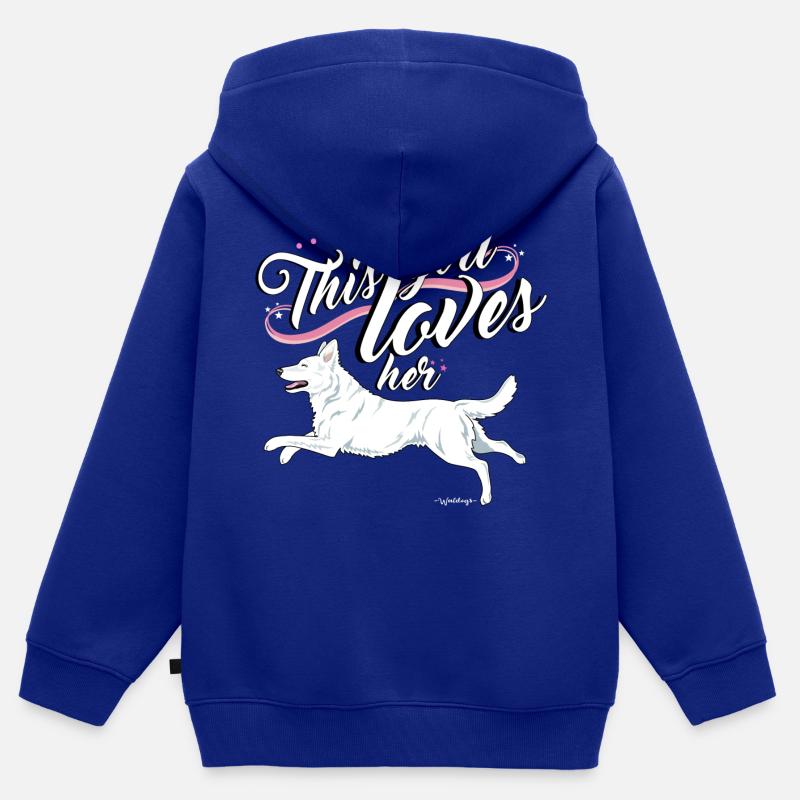 valkkarigirl - Sweat Premium à capuche zippé enfant bio - bleu roi